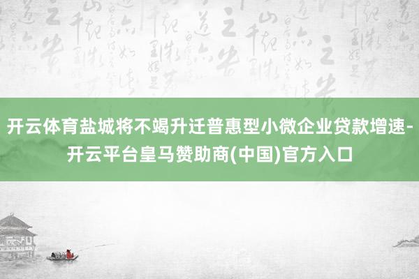 开云体育盐城将不竭升迁普惠型小微企业贷款增速-开云平台皇马赞助商(中国)官方入口